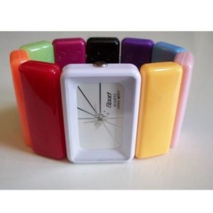 Women's candy colors colorful plastic stretch band fashion fun Casual watch